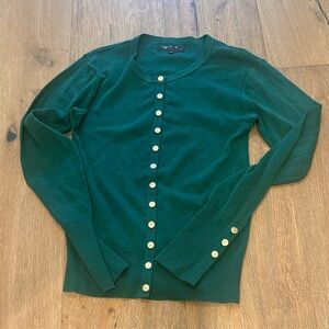 Agnes B. Green Cardigan with Gold Buttons